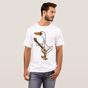 T-shirt Cygne drôle jouant la bande dessinée de banjo