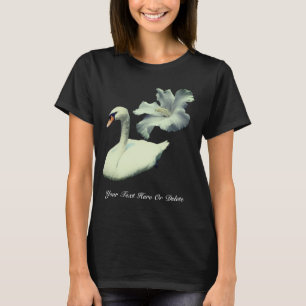 T-shirt Cygne et fleur d'hibiscus blanc Personnalisé