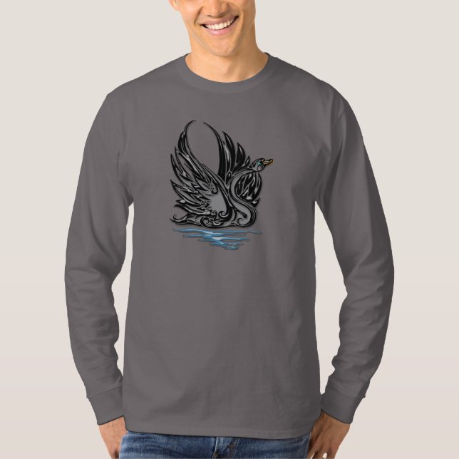T-shirt Cygne noir de satin (Devant)