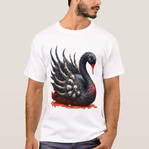 T-shirt Cygne noir d'os – Élégance gothique 