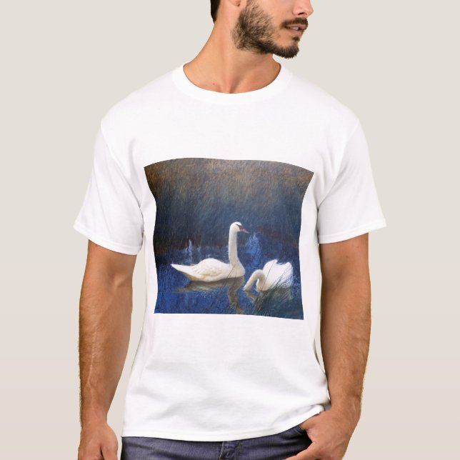 T-shirt Cygnes en roseaux, Bruno Liljefors (Devant)