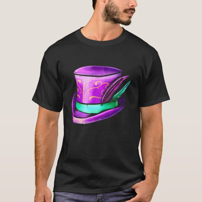 T-shirt Cylindre Casquette Violet Pour Mardi Gras (Devant)