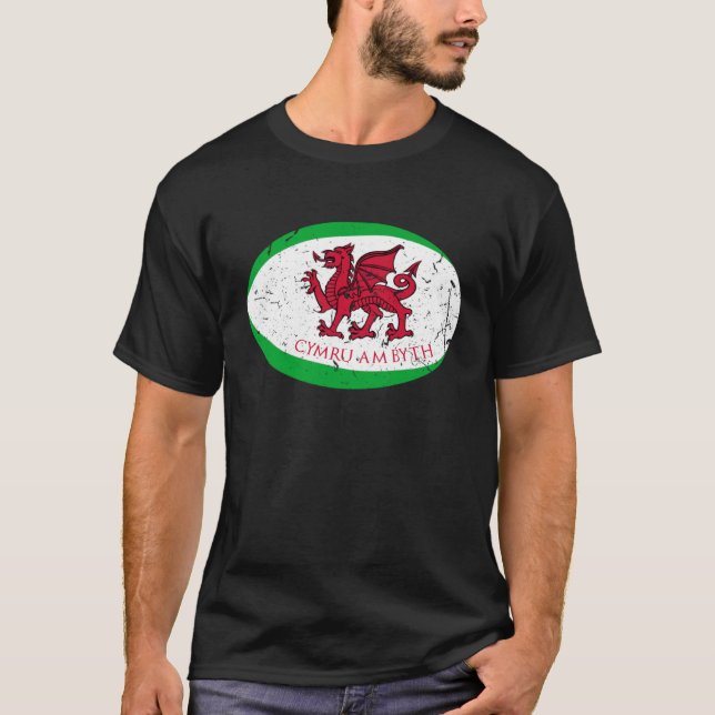 T-shirt Cymru Am Byth Welsh Rugby Ball Fans (Devant)