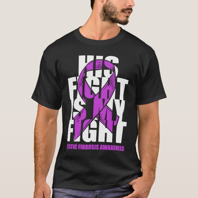 T-shirt Cystic Fibrosis Awareness Month Purple Ribbon His  (Devant)
