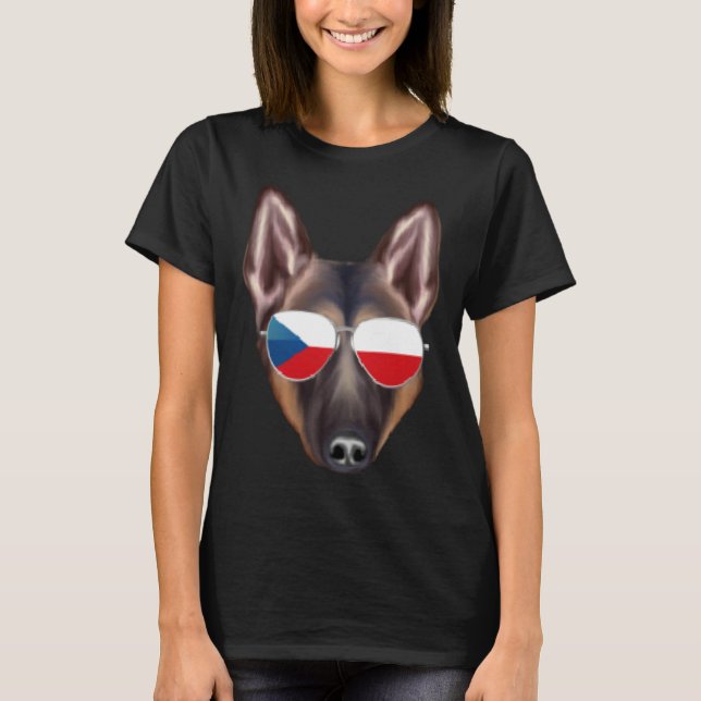 T-shirt Czech Flag Belgian Tervuren Dog Czech Republic Poc (Devant)
