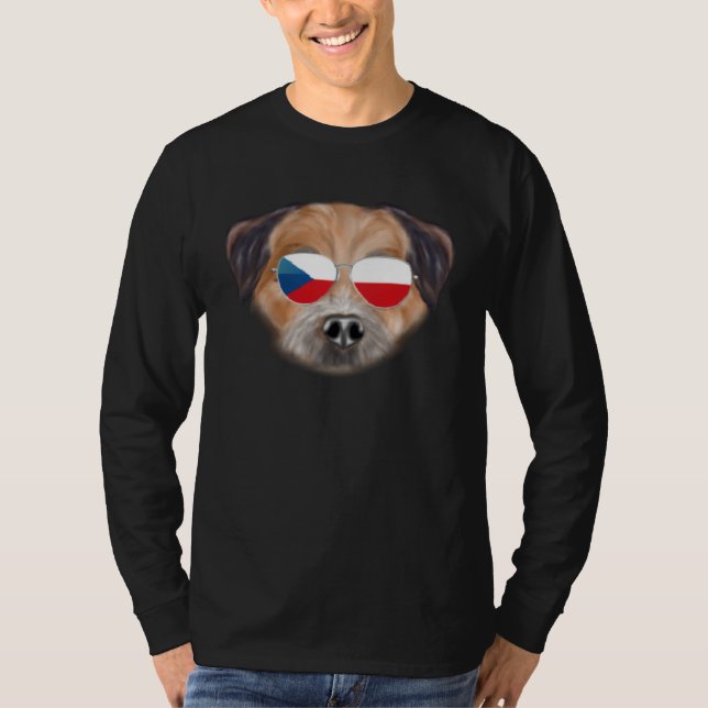 T-shirt Czech Flag Border Terrier Dog Czech Republic Pocke (Devant)