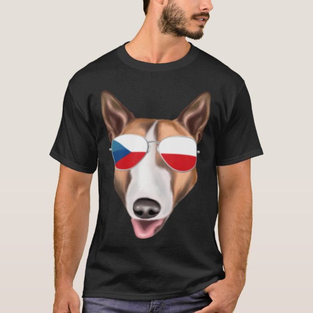 T-shirt Czech Flag Bull Terrier Dog Czech Republic Pocket (Devant)