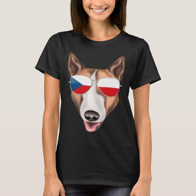 T-shirt Czech Flag Bull Terrier Dog Czech Republic Pocket (Devant)