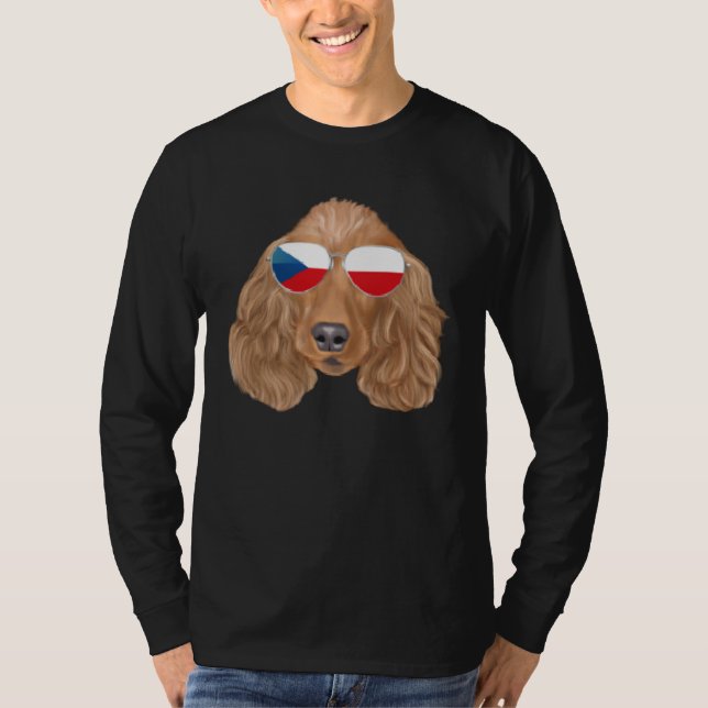 T-shirt Czech Flag Cocker Spaniel Dog Czech Republic Pocke (Devant)