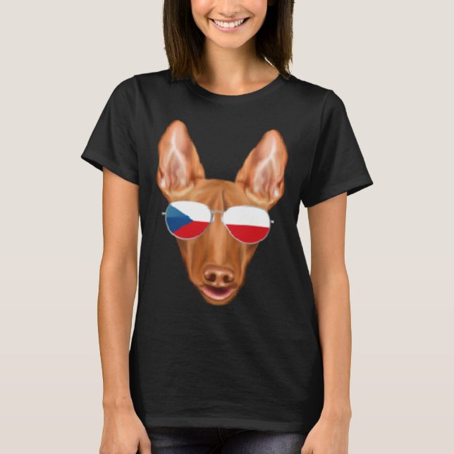 T-shirt Czech Flag Pharaoh Hound Dog Czech Republic Pocket (Devant)
