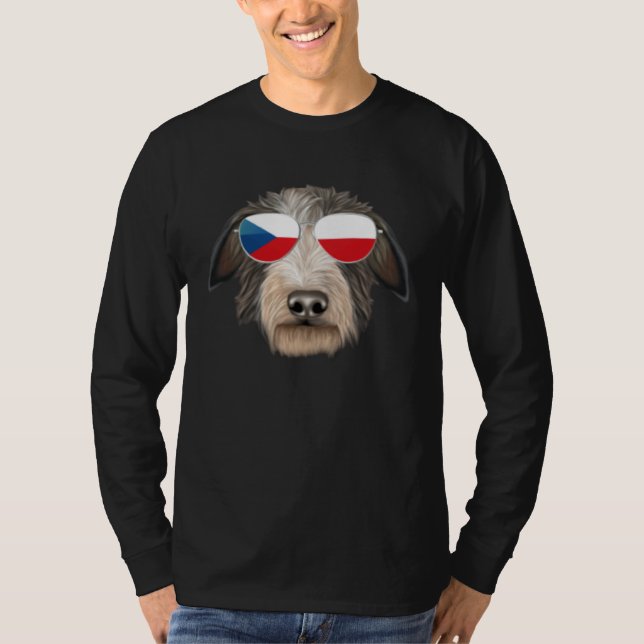 T-shirt Czech Flag Scottish Deerhound Dog Czech Republic P (Devant)