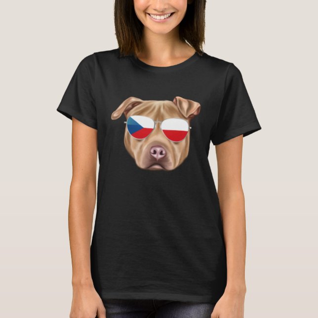 T-shirt Czech Flag Usa Staffordshire Terrier Czech Republi (Devant)