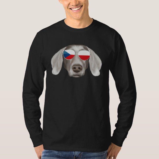 T-shirt Czech Flag Weimaraner Dog Czech Republic Pocket (Devant)