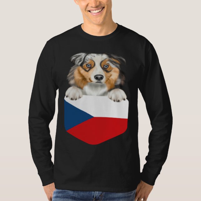 T-shirt Czech Republic Flag Australian Shepherd Dog In Poc (Devant)