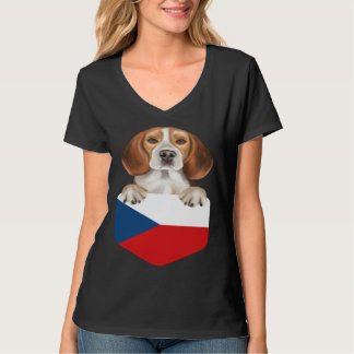 T-shirt Czech Republic Flag Beagle Dog In Pocket
