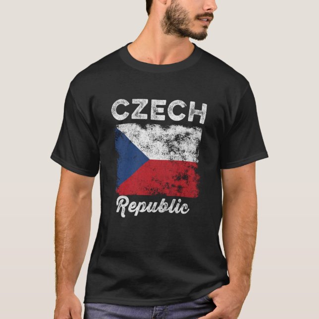 T-shirt Czech Republic Flag Distressed Men Women Kids Czec (Devant)