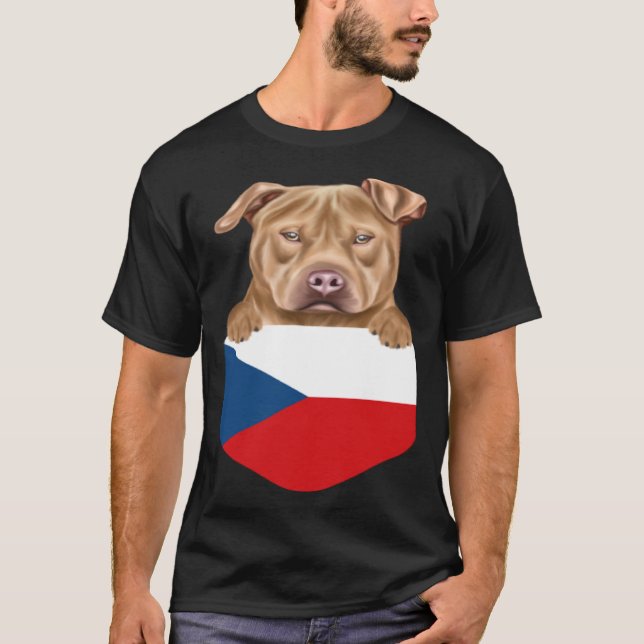 T-shirt Czech Republic Flag Usa Staffordshire Terrier Dog  (Devant)