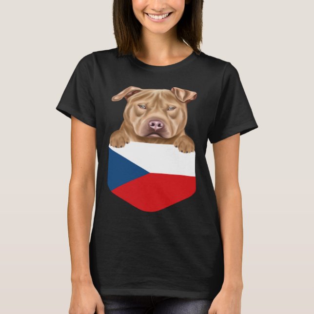 T-shirt Czech Republic Flag Usa Staffordshire Terrier Dog  (Devant)