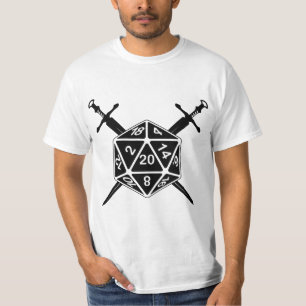 T-shirt D20 dés avec épées