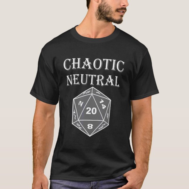 T-shirt D20 Dés Chaotique Rpg Tablette Neutral Jeu de rôle (Devant)