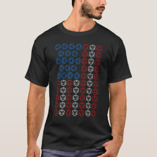 T-shirt D20 Dice American Flag Rpg Tabletop Roleplay 4t