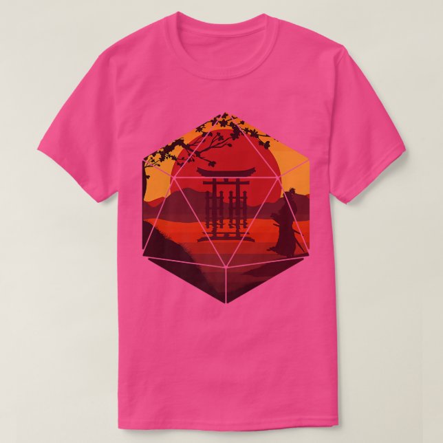 T-shirt D20 Dice Art Dungeons Guerrier Samurai Imaginaire  (Design devant)
