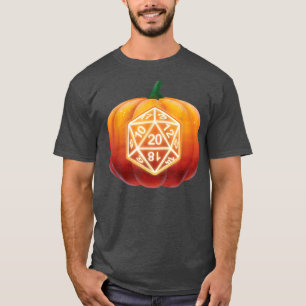 T-shirt D20 Dice Halloween Citrouille RPG rôle Jouer Joueu