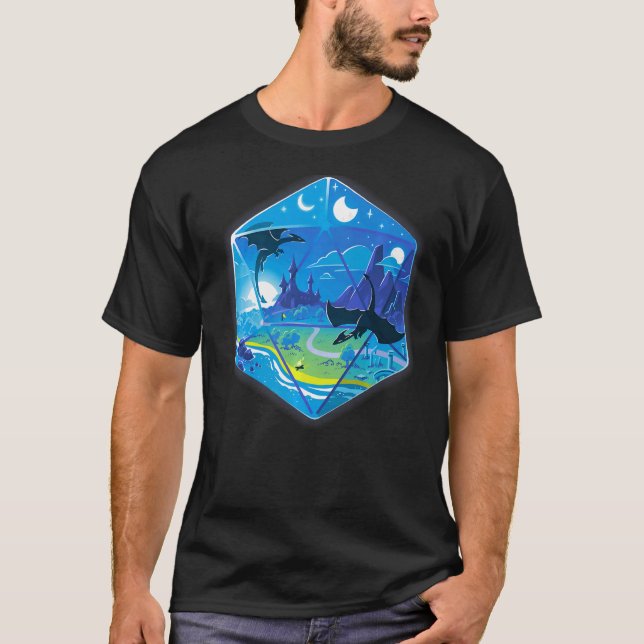 T-shirt D20 Donjons paysage D20 Dragon (Devant)