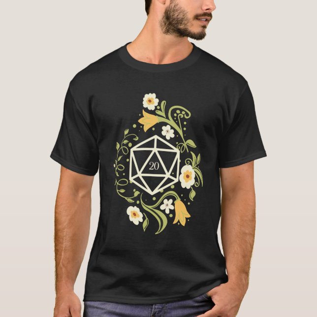 T-shirt D20 Dus de fleur druide Tabletop RPG (Devant)