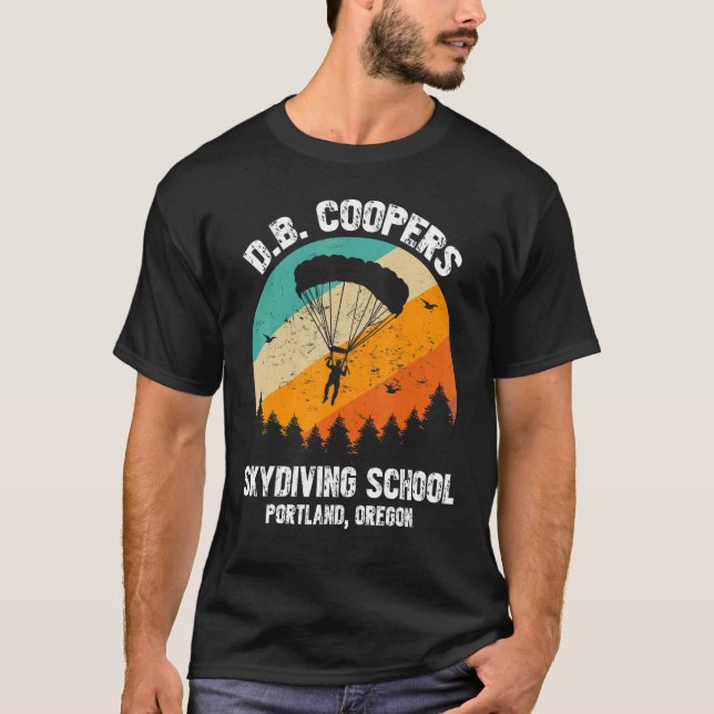 T-shirt D B Cooper Skydiving School Portland Oregon Retro (Devant)