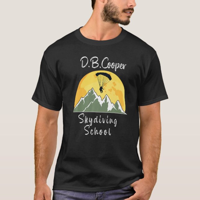 T-shirt D B Coopers Skydiving School Retro Sunset Moon (Devant)