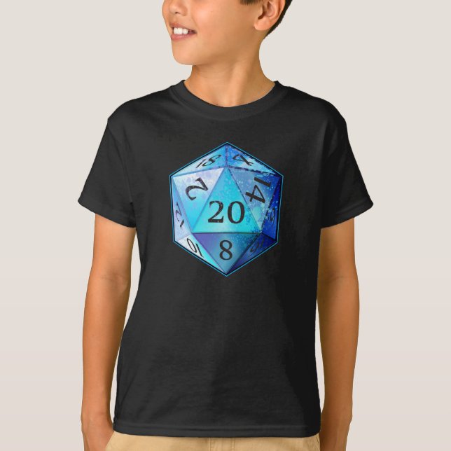 T-shirt D&D COBALT bleu et noir de d20 meurent (Devant)