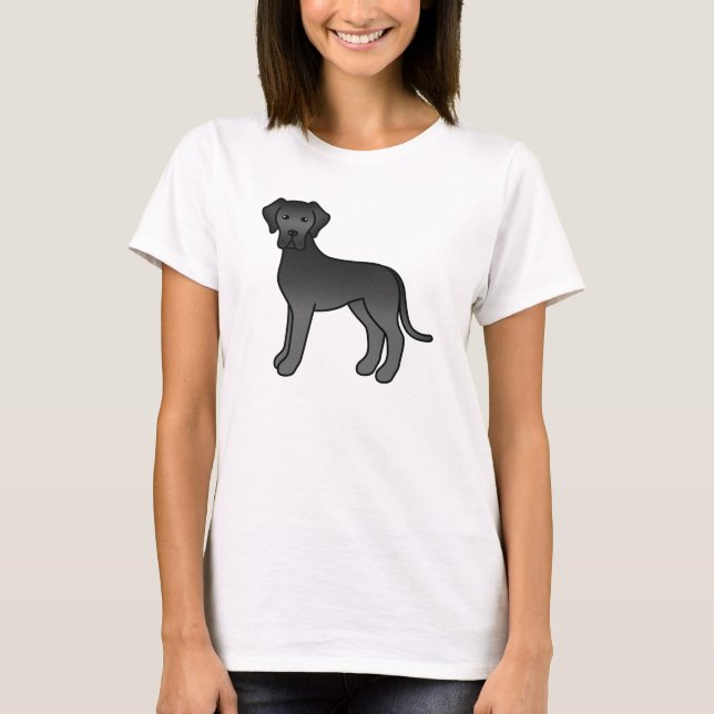 T-shirt D Dogue Allemand de dessin animé noir (Devant)