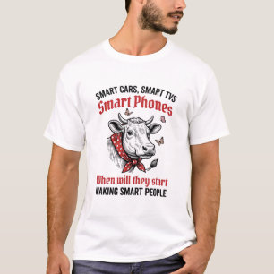 T-Shirt D drôle gravure vintage vache personnes in