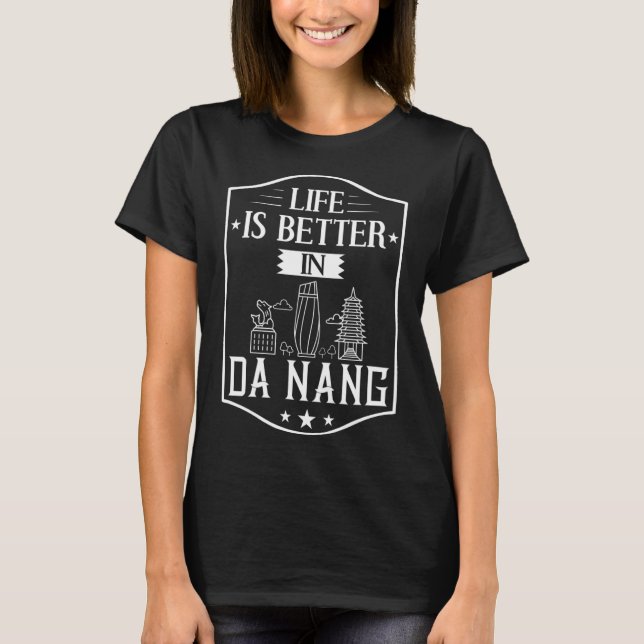 T-shirt Da Nang Vietnam City Skyline Map Voyage (Devant)