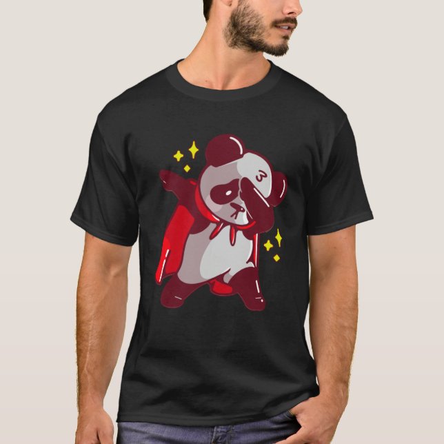 T-shirt Dab Dabbing Move Panda Bear with Cape Dance Dabbin (Devant)