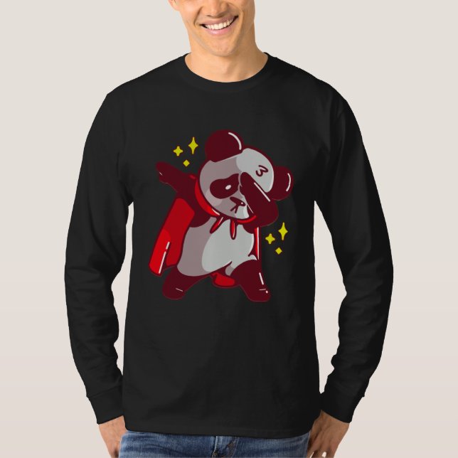 T-shirt Dab Dabbing Move Panda Bear with Cape Dance Dabbin (Devant)