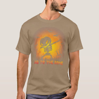 T-shirt Dab d'Halloween effrayant pour femmes à l'os gravé
