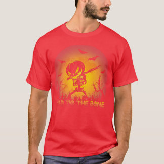 T-shirt Dab d'Halloween effrayant pour femmes à l'os gravé