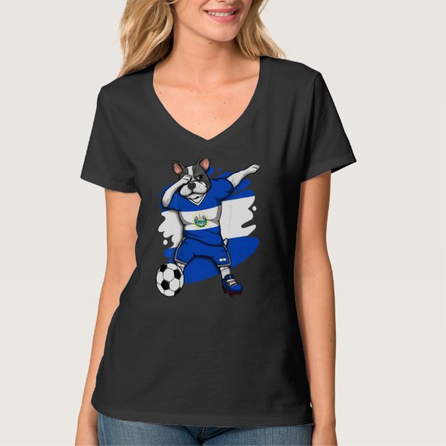 T-shirt Dab French Bulldog El Salvador Fans de football Je (Devant)