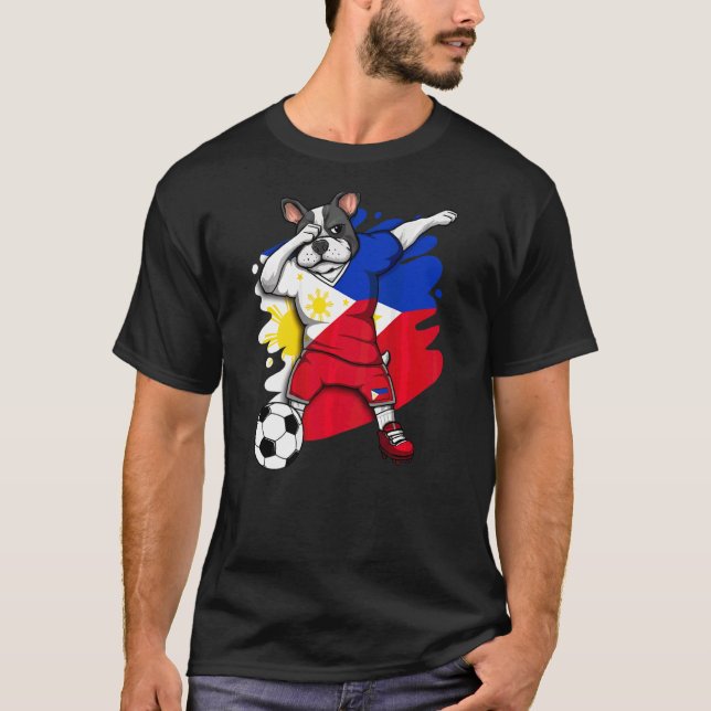 T-shirt Dab French Bulldog Philippines Soccer Fans Jersey  (Devant)