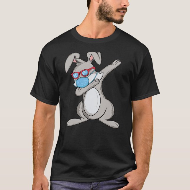 T-shirt Dab Rabbit Dabbing Bunny Sunglasses Face Mask (Devant)