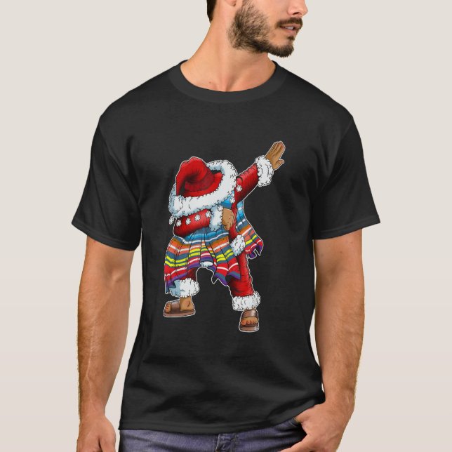 T-shirt Dab Santa Claus With Mexican Poncho Is Dabbing (Devant)
