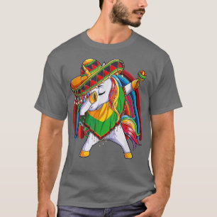 T-shirt Dab Unicorn Poncho Sombrero Cinco De Mayo Kids Gir