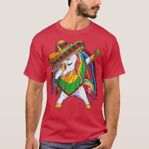 T-shirt Dab Unicorn Poncho Sombrero Cinco De Mayo Kids Gir