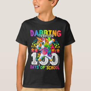 T-shirt Dabbing à travers 100 jours d'école Licorne Dabbin