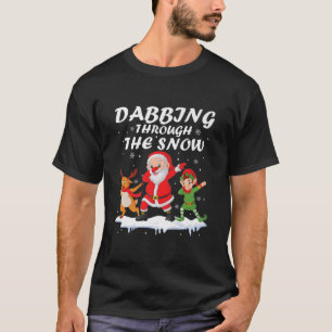 T-shirt Dabbing A Travers La Neige Père Noël Elf Reindeer 