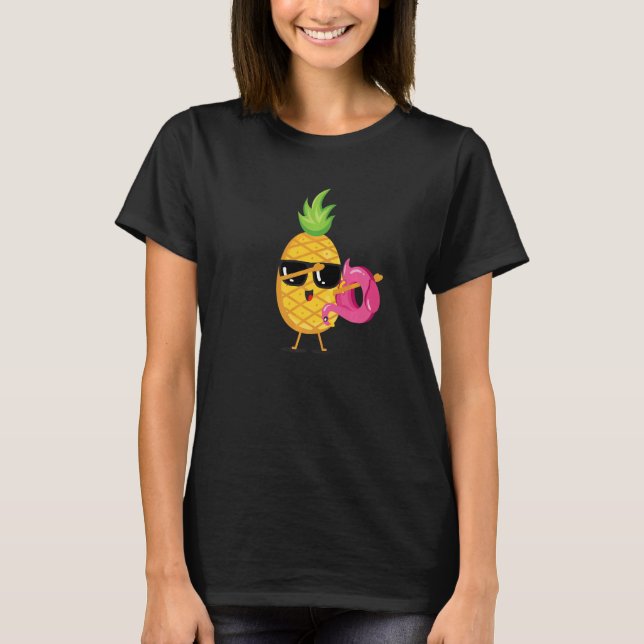 T-shirt Dabbing ananas Flamant rose Float Aloha Plages Haw (Devant)