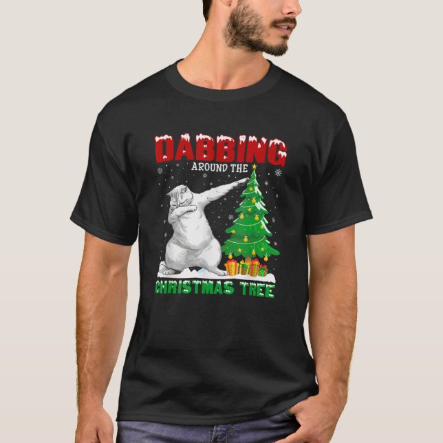 T-shirt Dabbing autour de Noël Arbre Perse Chat Noël (Devant)