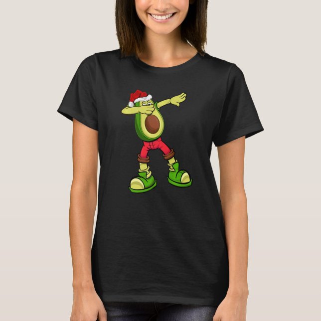 T-shirt Dabbing Avocado Xmas Santa Hat Avocado Noël (Devant)